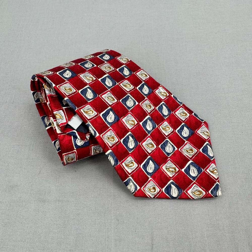 Pierre Cardin Red Geometric Silk Necktie